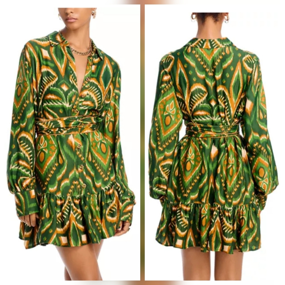 Farm Rio Pineapple Ikat Long Sleeve Minidress